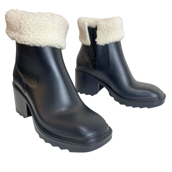 INC Eadin Ankle Bootie Faux Leather Faux Fur Trim Zipper Boots Womens Size 9 - Picture 4 of 16